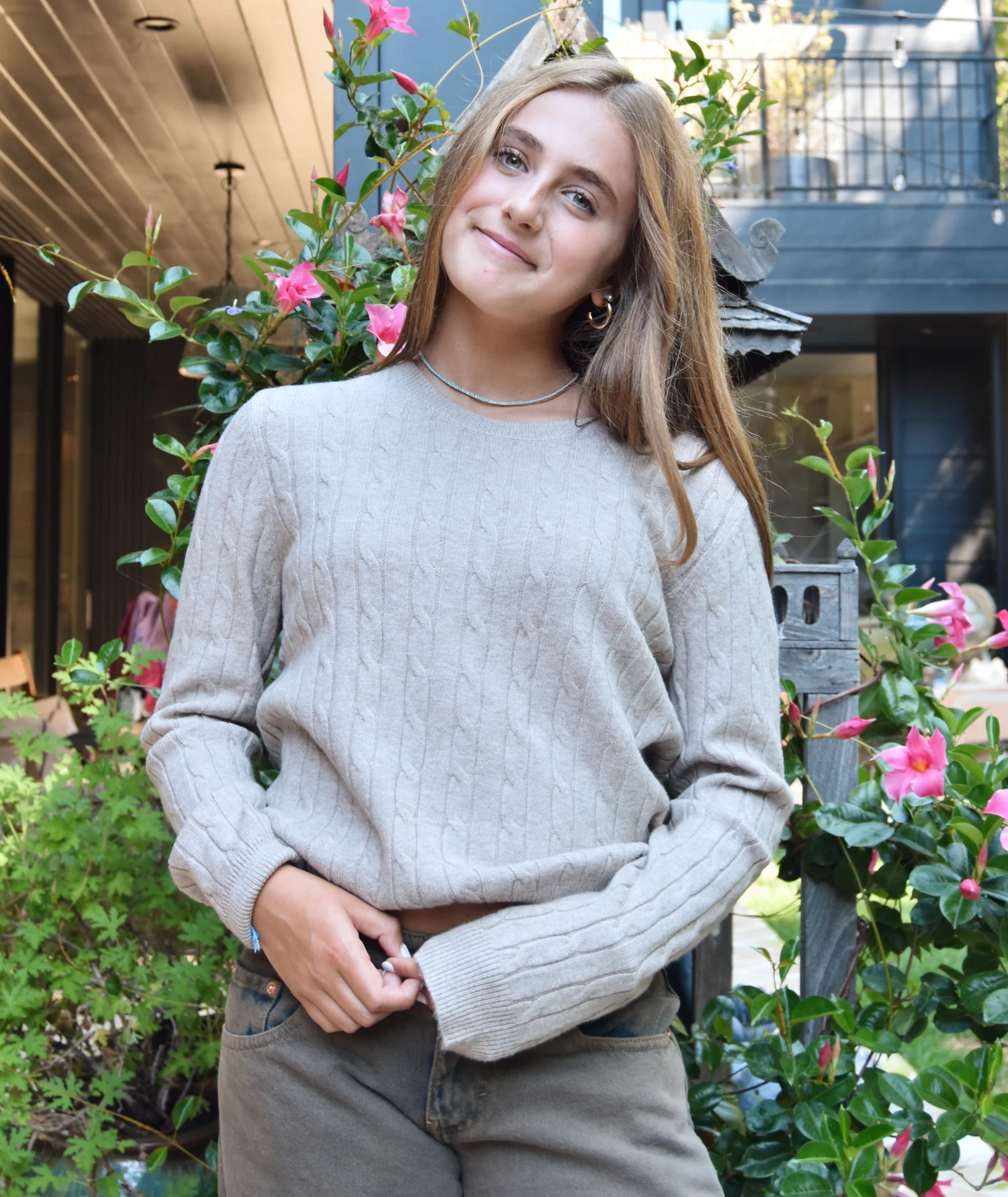 8apart Women Cleo Cable Crew Sweater