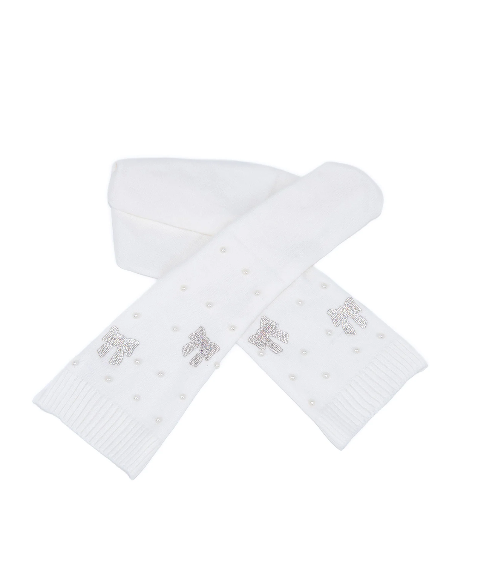 Bari Lynn Pearl and Crystal Bow Scarf