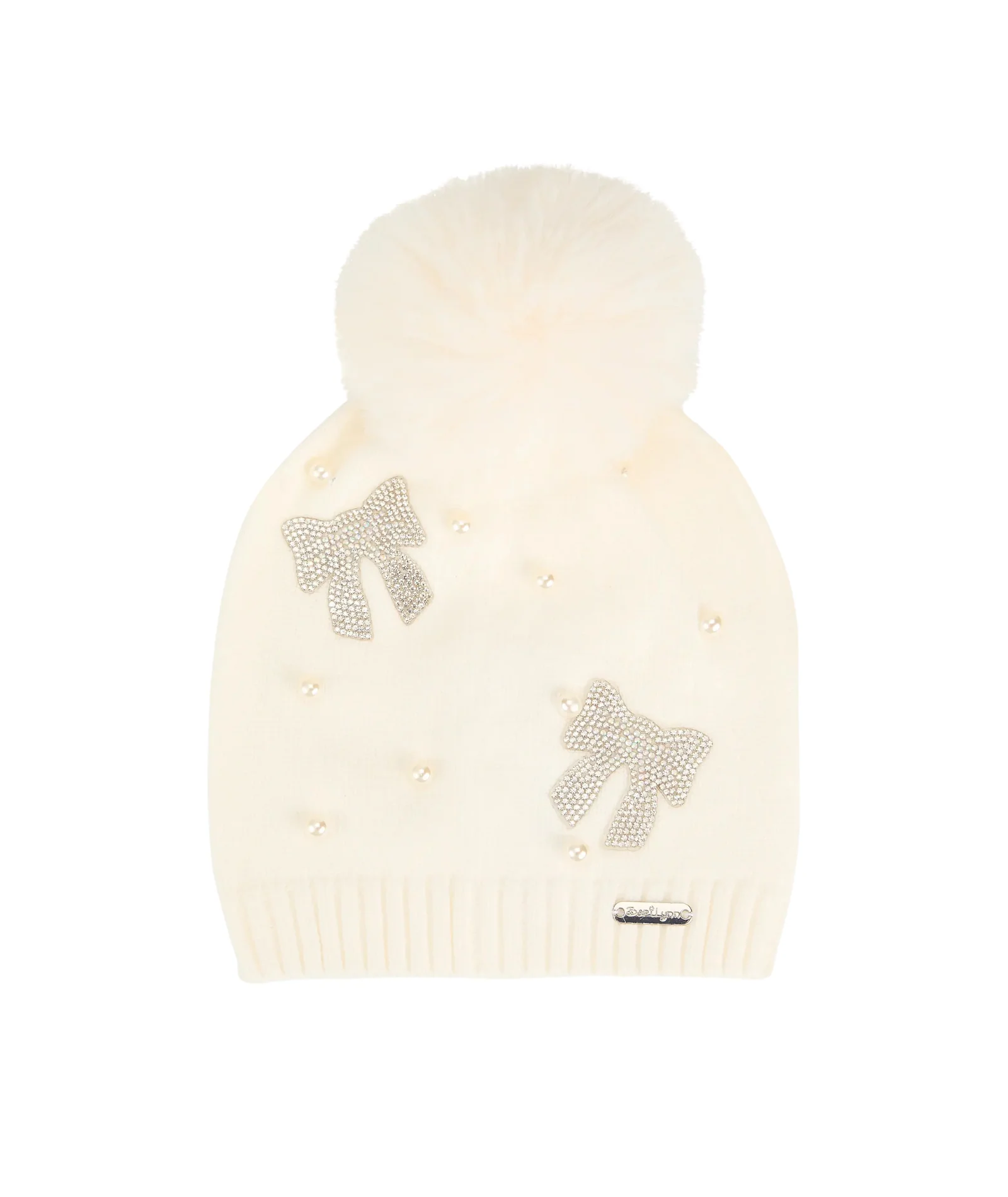 Bari Lynn Crystal Bow Winter Hat