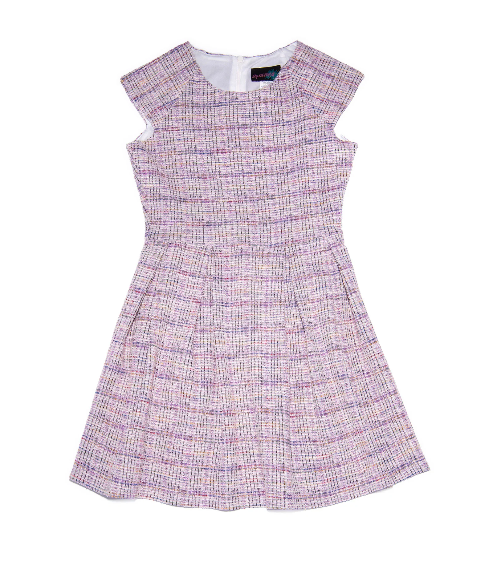 By Debra Girls Ali Lavender Tweed Cap Sleeve Box Pleat Dress