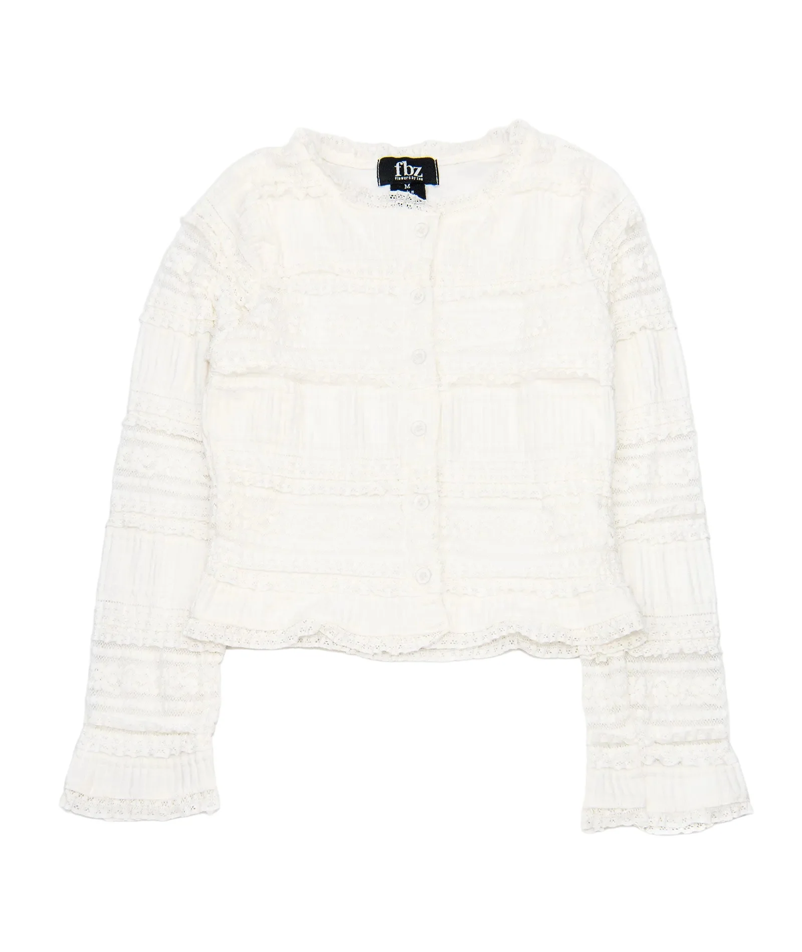 FBZ Girls Carrie Ruffle Line Lace Cardigan