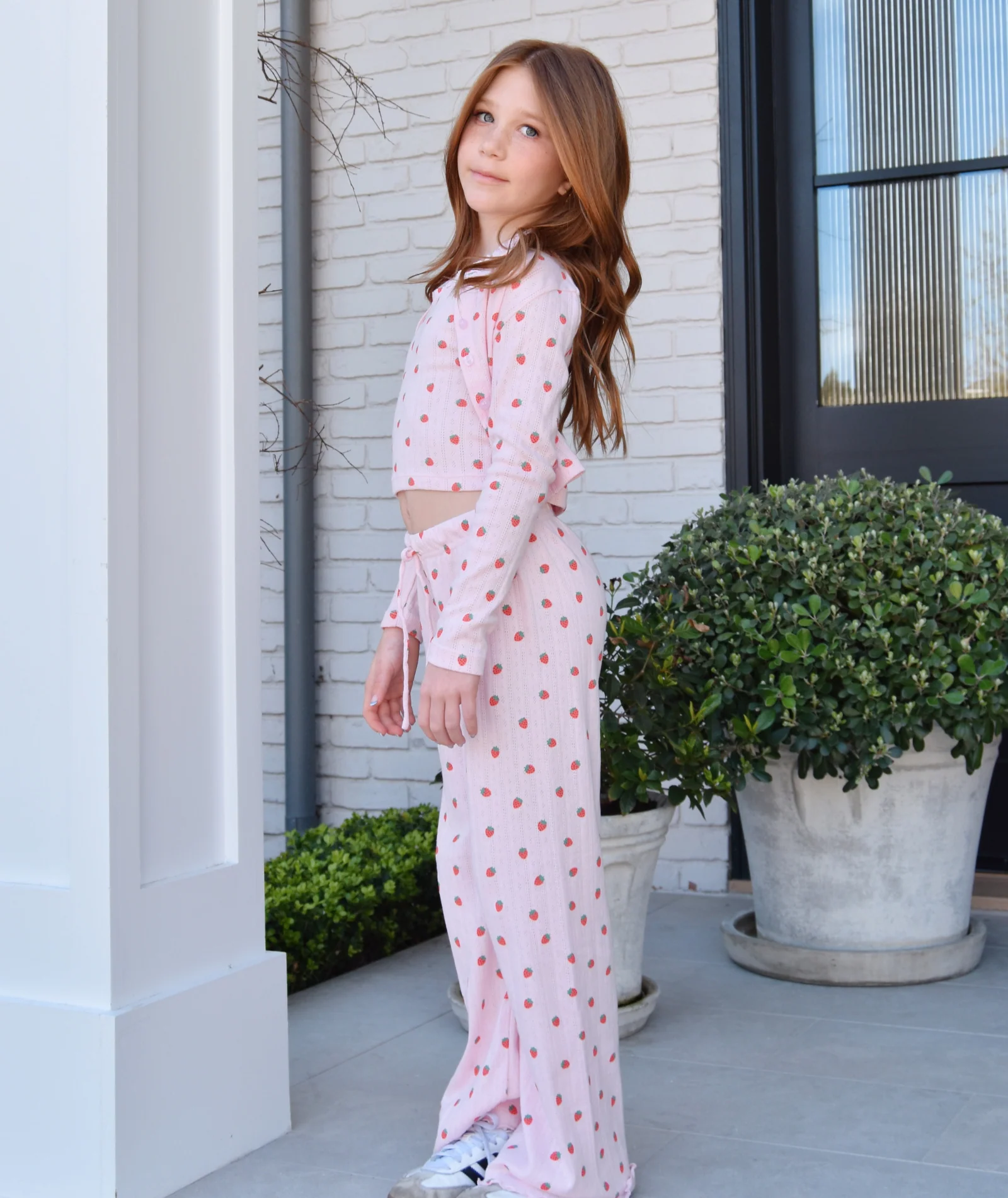 FBZ Girls Strawberry Pointelle Cardigan - Image 2