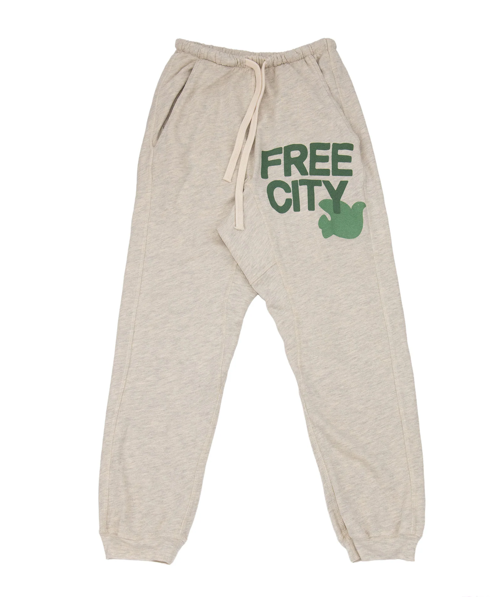FREECITY Women Large Pocket Sweatpants Heather Oats Green