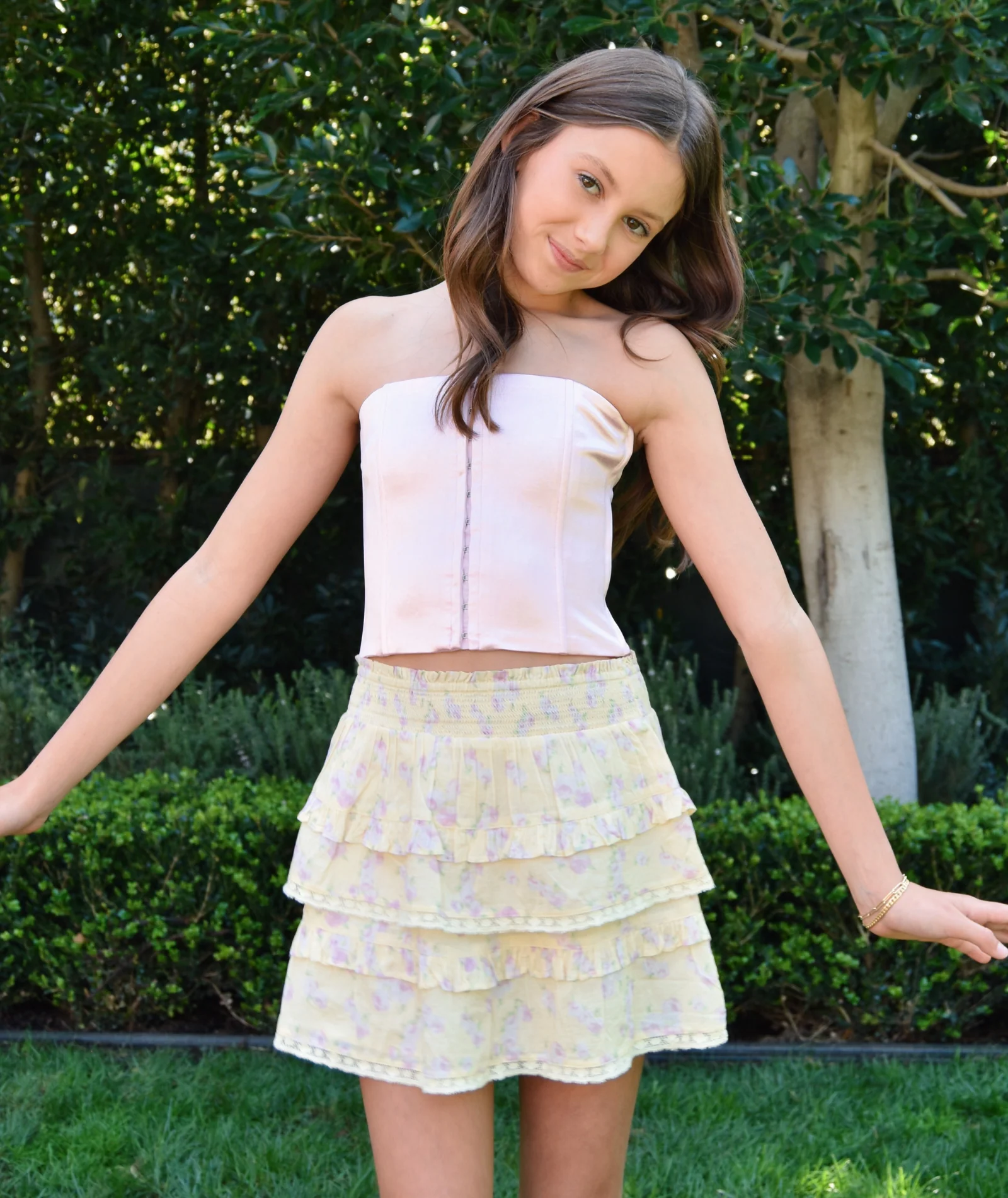 Love Shack Fancy Girls Billie Skirt Lemon Spritz