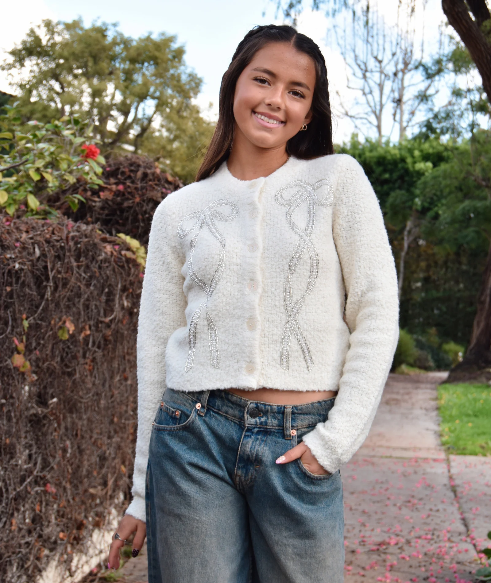 Love Shack Fancy Women Leocadia Cardigan Ivory