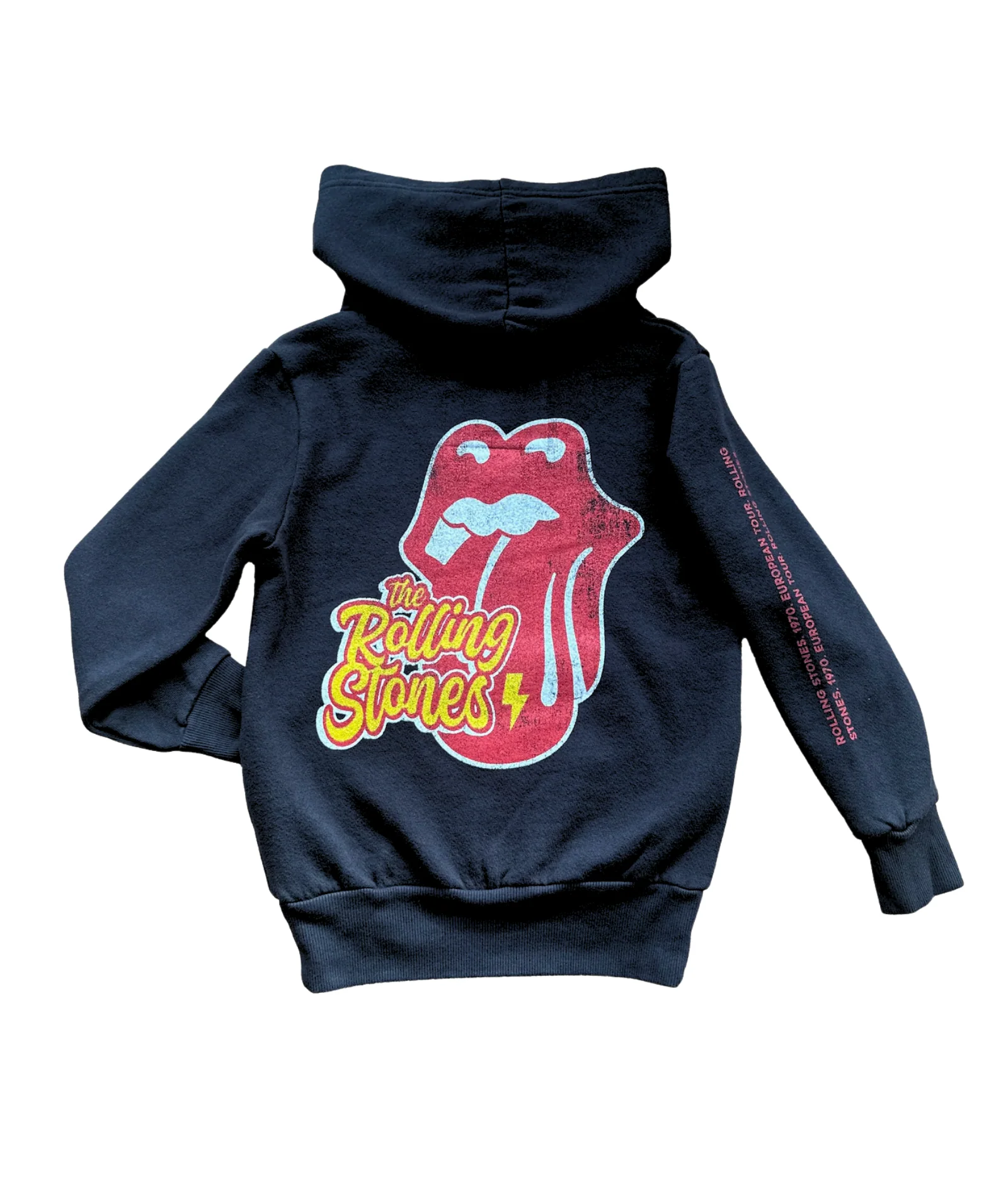 Rowdy Sprout Girls Rolling Stones Tongue Hoodie Washed Black