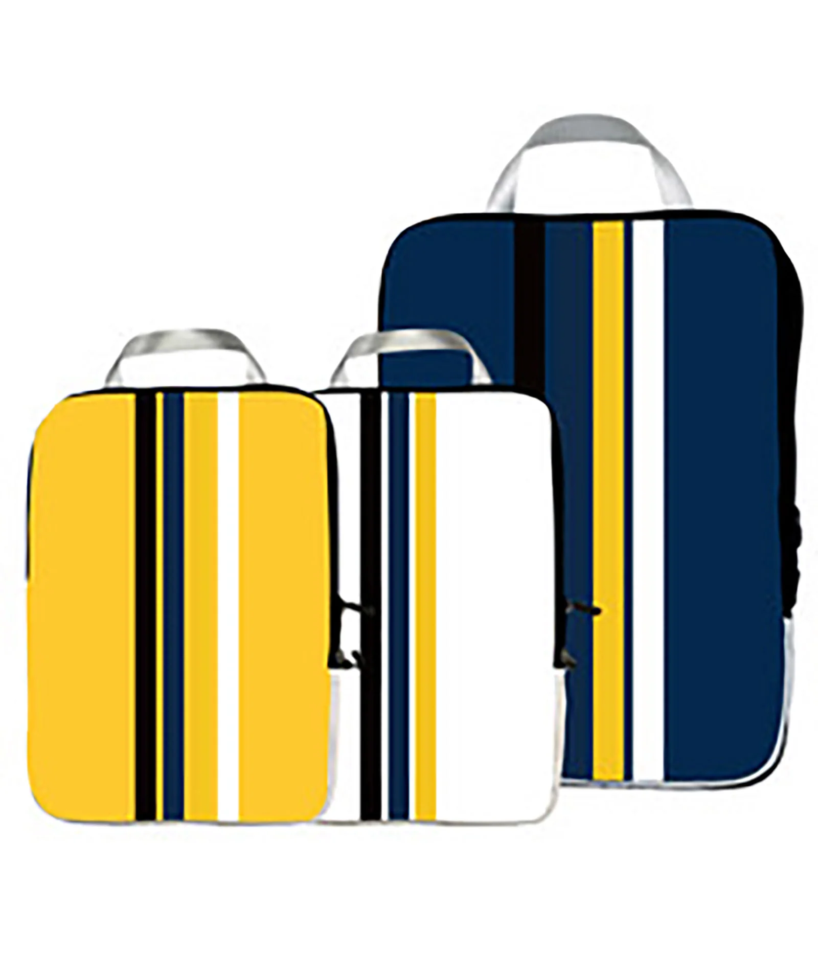 Set of 3 Packing Cubes - Blue, Yellow and White Stripe