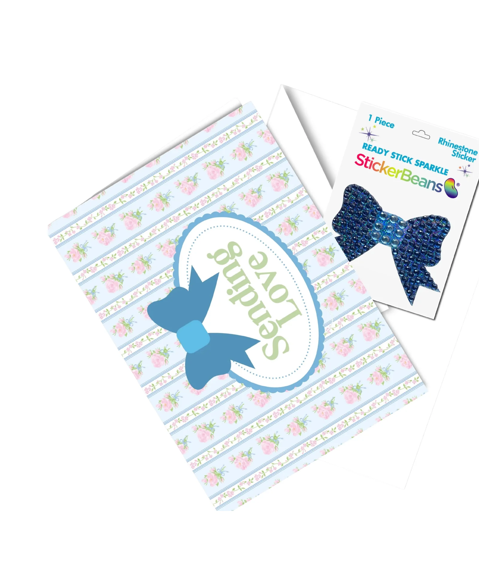 Sticker Beans Sending Love Bows Card With Sticker
