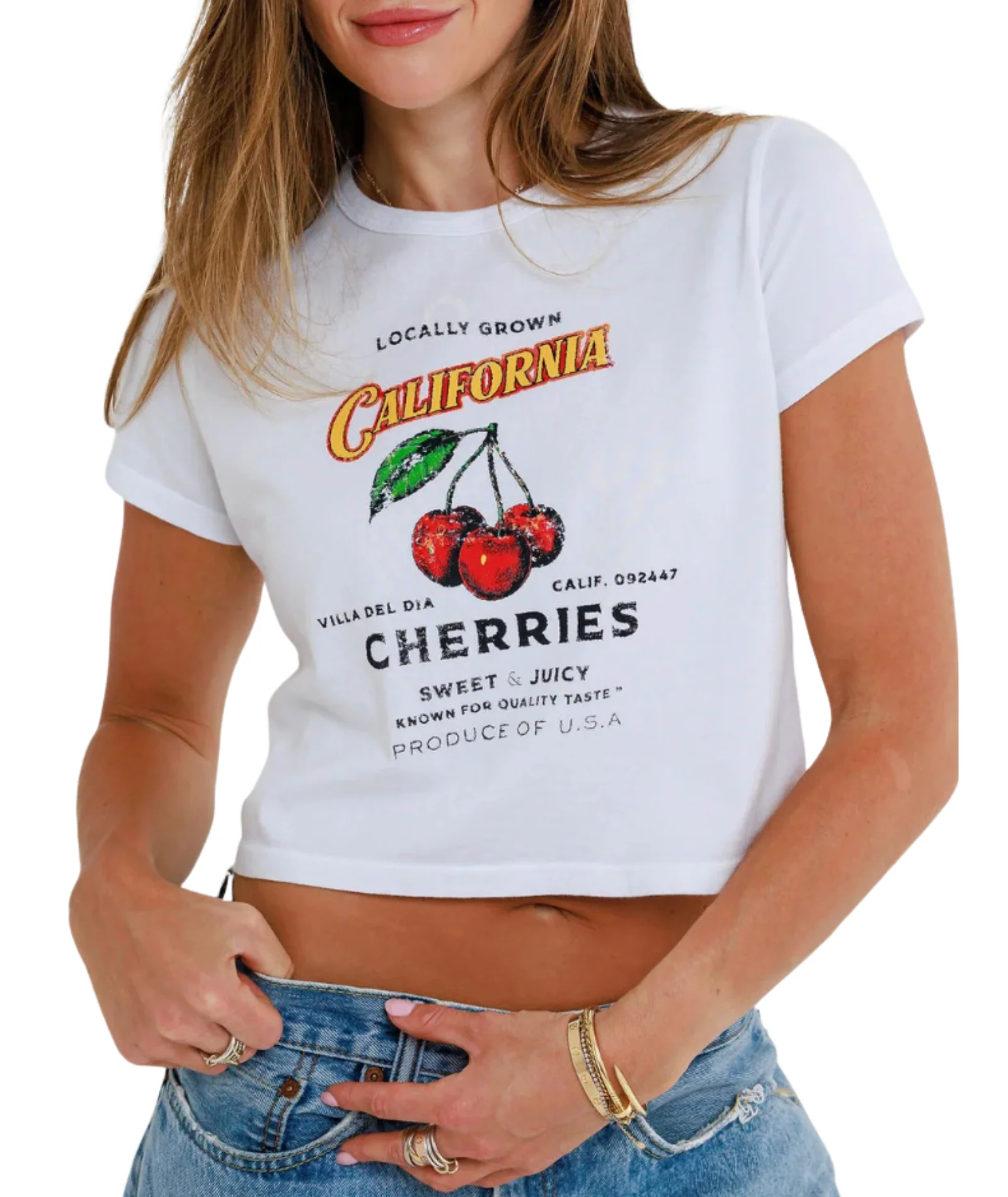Sunny Somewhere Women Cherries Tiny Tee