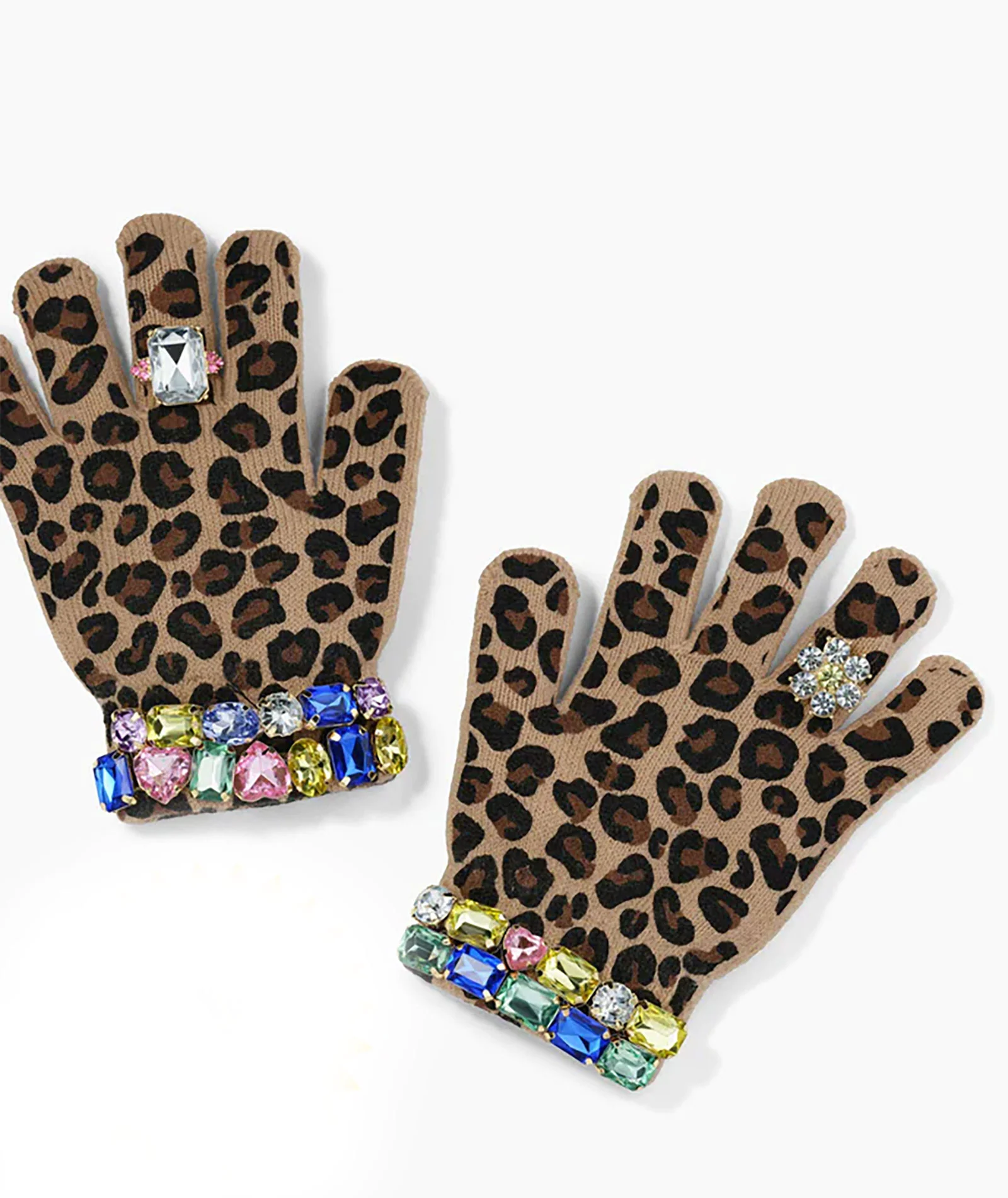 Super Smalls Ice Skating Jeweled Gloves Leopard