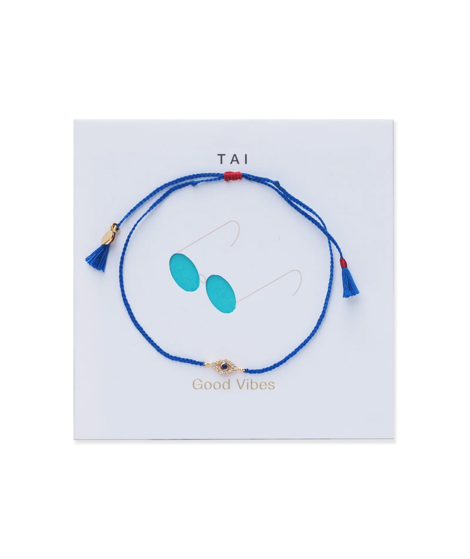 TAI Bracelet Card Gold/Blue Evil Eye